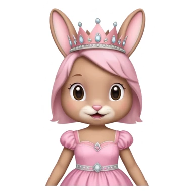 Bunny + tiara + pink dress + happy sticker
