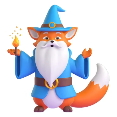 fox wizard casting a spell sticker
