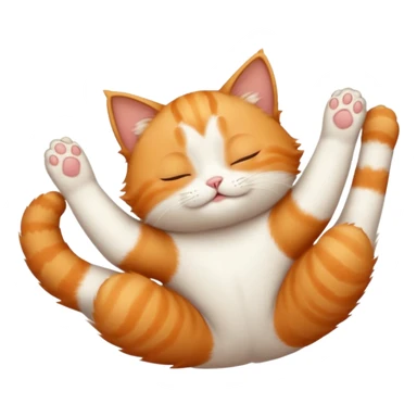 ginger and white small cat in funny positions upside down with eyes closed sticker