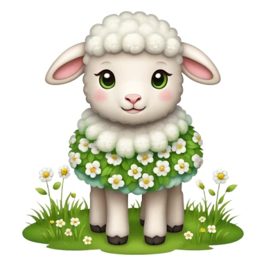 Little lamb wearing flower dress sticker