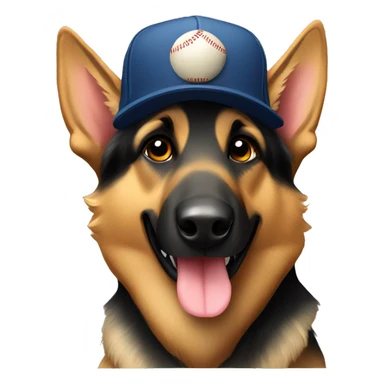 German shepherd with baseball hat  sticker