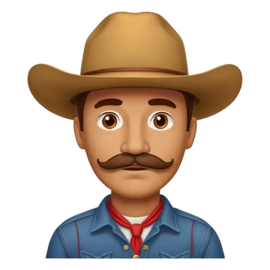red thick mustache man with a cowboy hat sticker