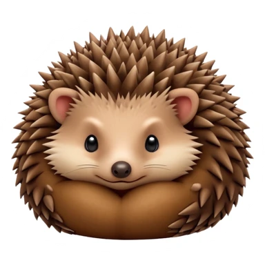 curled up hedgehog without face or limbs, apple emoji style, minimal details sticker