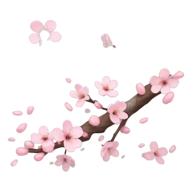 A cherry blossom tree branch with petals gently falling to the ground sticker