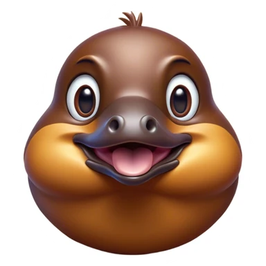 Cinematic Comical Platypus Portrait Emoji, Head tilted dramatically with an exaggeratedly amused expression, featuring a striking, glossy brown fur with a whimsically flat duckbill and wide, expressive eyes full of playful disbelief, Simplified yet hilariously expressive features, highly detailed, glowing with a slightly sassy glow, high shine, dramatic yet playful, stylized with an air of cheeky aquatic mischief, bright and endearing, soft glowing outline, capturing the essence of a spirited and over‐the‐top platypus, so meme‐worthy it feels like it could quack its way into internet fame instantly! sticker