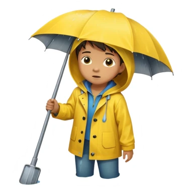 Enfant a caouet jaune se penchant vers un égout et il pleut sticker