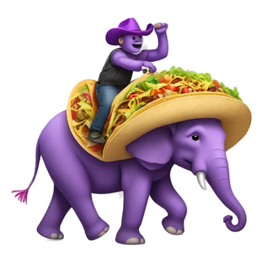 One purple elephant riding on a taco sticker