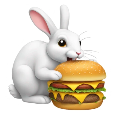 A rabbit eating a burger sticker