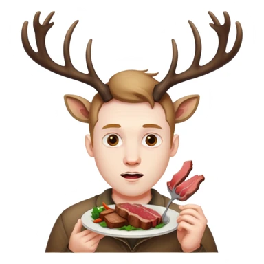 Guy with deer antlers eats meat  sticker