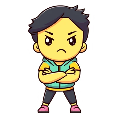 Upset girl crossing her arms with angry expression sticker