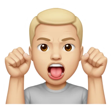 Tongue out face with two fists stacked on top of eachother below the face sticker