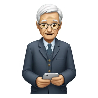 elder person texting on phone sticker