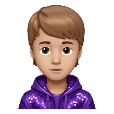 Justin Bieber with light brown hair, dark purple sequin outfit sticker