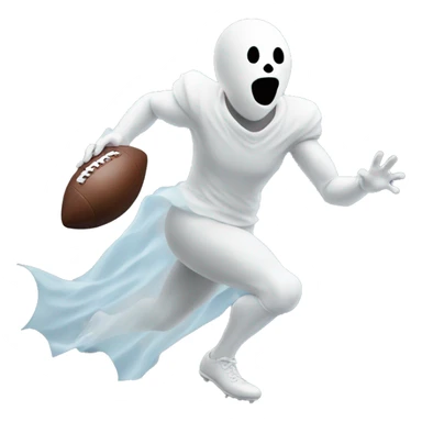Ghost emoji catching a football sticker