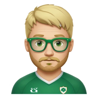 irish rugby player with blond stubble and green glasses sticker