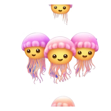 Kawaii rainbow pastel family of jellyfish  in neon snow globe  sticker