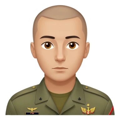russian with buzzcut hair and military shirt with brown eyes and perfect jawline  sticker