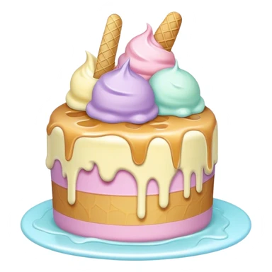 Melted kawaii pastel ice cream cake sticker