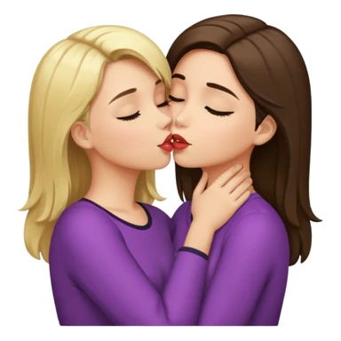 blond girl kissing brunette girls neck sticker