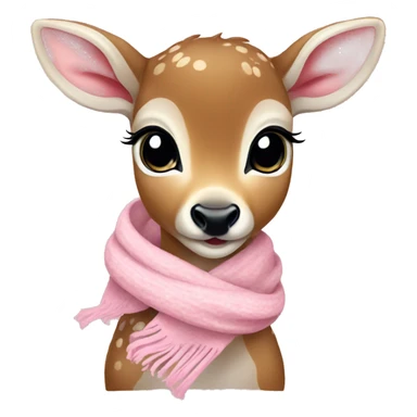 baby deer with baby pink scarf sticker