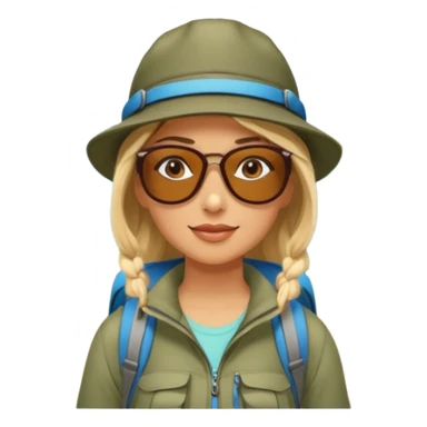 woman hiking in the woods in the sunshine sticker