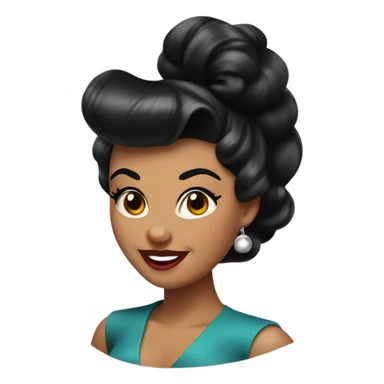 pin-up brown woman with black hair victory rolls style sticker