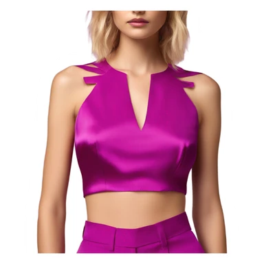 Realistic magenta cut out silk crop top blouse. sticker