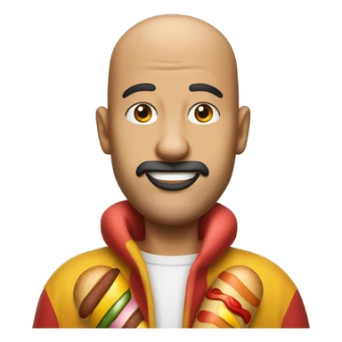 Bald beardless person in a hot dog costume  sticker