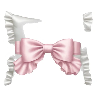 White satin ruffled pillow with light pink bow sticker