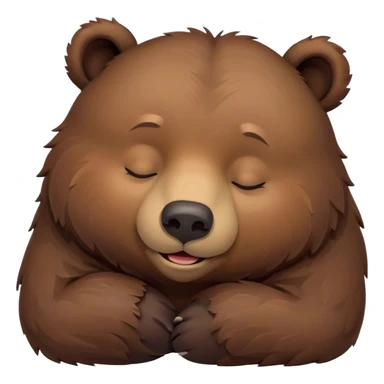 Meme-Worthy Cute Sleeping Grizzly Bear Portrait Emoji, Head resting peacefully with a contented smile, showcasing a massive, robust build and a luxuriously soft deep brown fur, eyes shut in a serene, restful nap, Simplified yet hilariously adorable features, highly detailed, glowing with a soft, drowsy light, high shine, relaxed and utterly lovable, stylized with an air of playful laziness, bright and heartwarming, soft glowing outline, capturing the essence of a comically sleepy grizzly, so meme-worthy it feels like it could instantly become the next viral sensation of adorable slumber! sticker