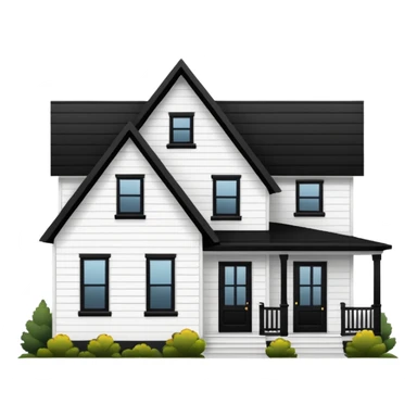 modern farmhouse with white siding and black trim sticker