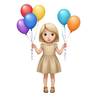 birthday small  girl in biege  + baloons sticker