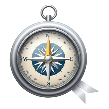 compass with white ribbon sticker