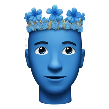 A blue man with a crown made of flowers without any other jewel sticker