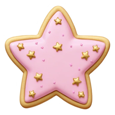 pink buttercream sugar cookie with gold heart and star sprinkles  sticker