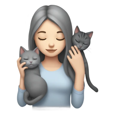 sleeping girl and grey cat sticker