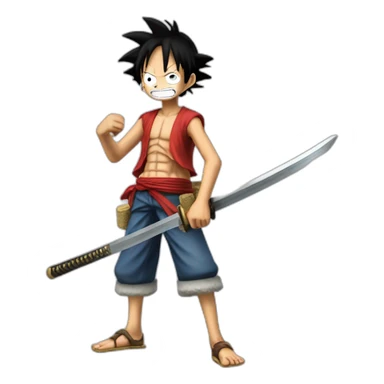 Luffy qui a un katana sticker