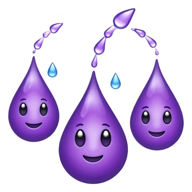 3 purple Drops with kool aids signature color, Juicy , no faces, just like the drops emoji 💦, just singular no extras, spraying left sticker