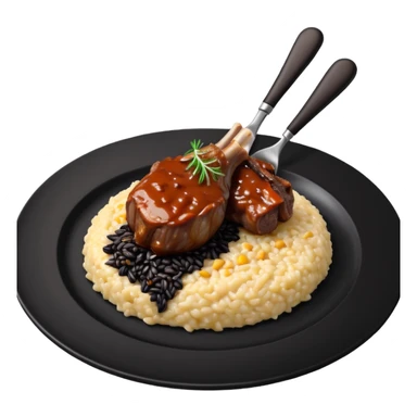 Lamb Shanks with Risotto Nero on a black plate sticker