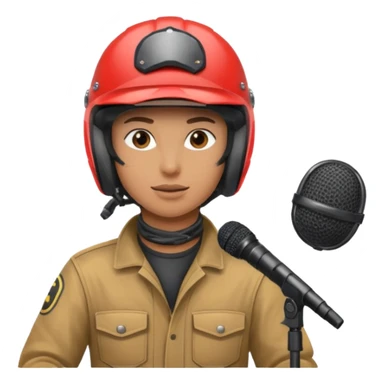 dirtbike rider on stage being interviewed sticker