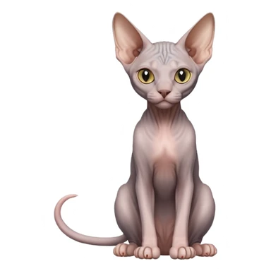 gray sphynx hairless cat full body sitting sticker