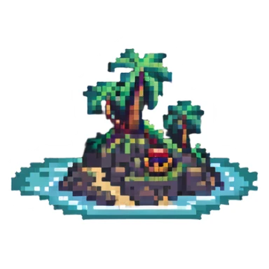 deserted island with treasure sticker