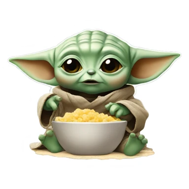 Baby yoda eating sticker