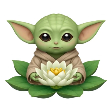 Baby Yoda sentado dentro de una flor de loto sticker