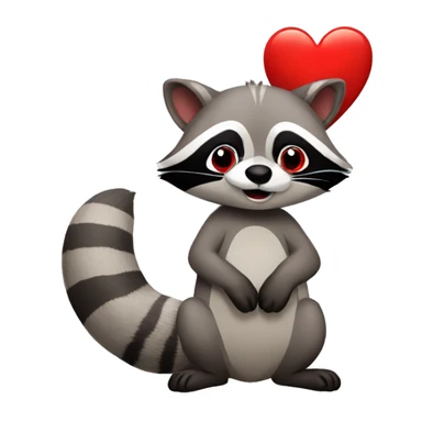 Raccoon with Red heart sticker