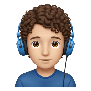 curly haired with headphones in and boy sticker