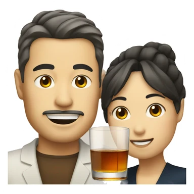 Man and woman in Japan drinking whiskey sticker