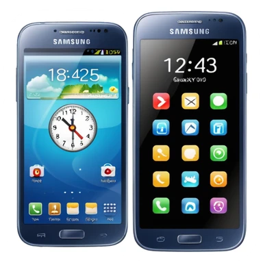 Samsung Galaxy phone with app icons, time, Wi-Fi sticker