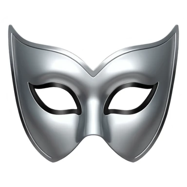 A sleek masquerade mask emoji made of polished silver chrome, smooth sensual curves, reflective metallic surface, mysterious sexy luxury vibe, minimal iOS emoji style, centered, clean white background sticker