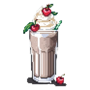 milkshake with whipped cream and cherry sticker
